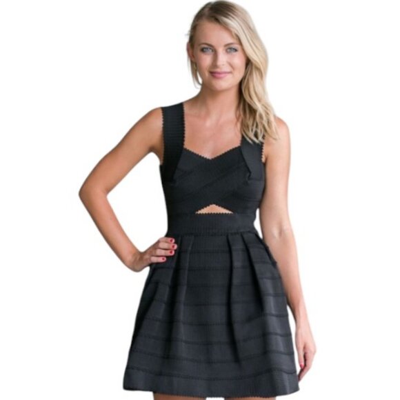 Hot and Delicious black A-line bandage cutout mini dress size S - Picture 1 of 8